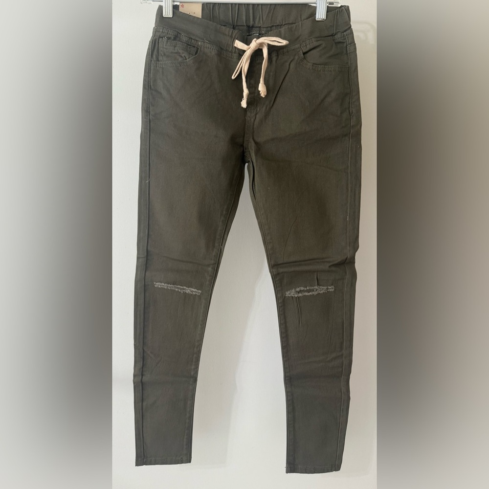 American Bazi Women's Olive Skinny Jeans